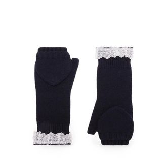 Ganni Mittens In Blue Wool