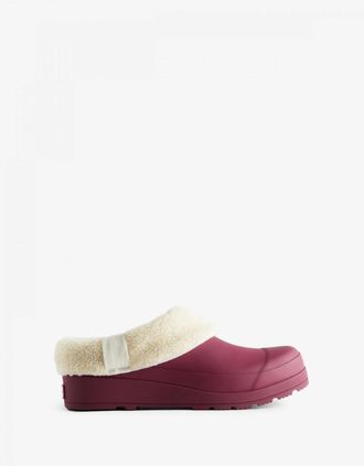 Hunter Womens Hunter Play Womens Shearling Insulated Clog - Hayes Burgundy - Red - Size: 7