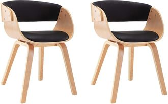vidaXL Sillas De Comedor 2 Uds Madera Curvada Y Cuero Sint&eacute;tico Negro Vidaxl