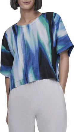 DKNY Dkny Printed Drop-Shoulder Linen Top