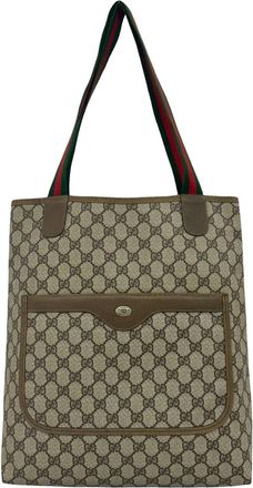 Gucci Brown Green Red Color Leather Pvc Handbag Tote Bag (Pre-Owned)
