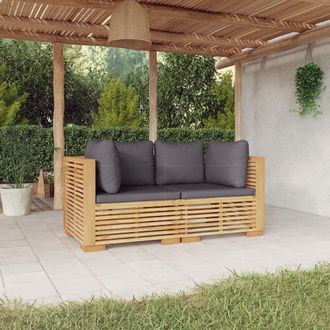 vidaXL Vidaxl - Sof&aacute; Esquina Jard&iacute;n Con Cojines 2 Piezas Madera Maciza Teca