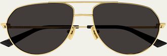 Bottega Veneta Logo Metal Aviator Sunglasses