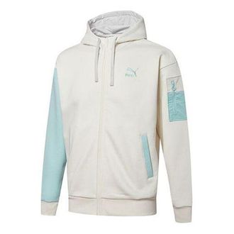 Puma Retro Colorblock Knit hooded logo Jacket White 534813-93