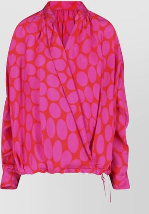 Dries Van Noten button cuff top drawstring hem neckline