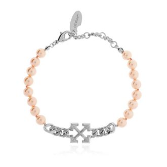 Off-white Accessoires, Dames, Grijs, ONE Size, Leer, Parelarmband met pijl