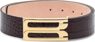 Victoria Beckham Brown Logo Textured Belt