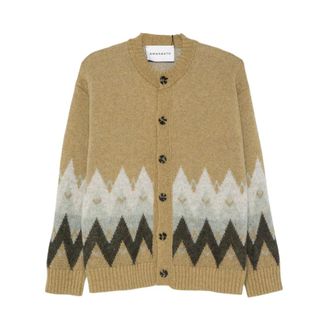 Amaranto C&aacute;rdigan de punto en zigzag - Knitwear - Hombre - Beige - XL