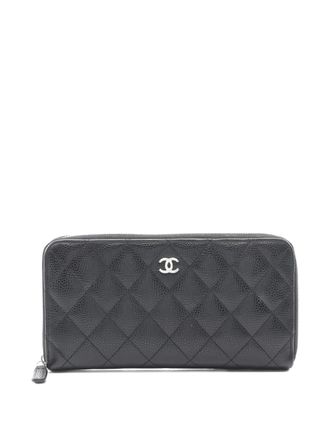 Chanel 2021 CC-logo zip-fastening wallet - women - Caviar Leather - One Size - Black