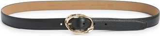 Nordstrom Cora Slim Leather Belt in Black- Gold at Nordstrom, Size X-Large