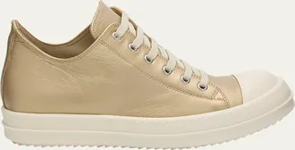 Rick Owens Metallic Leather Low Top Sneakers