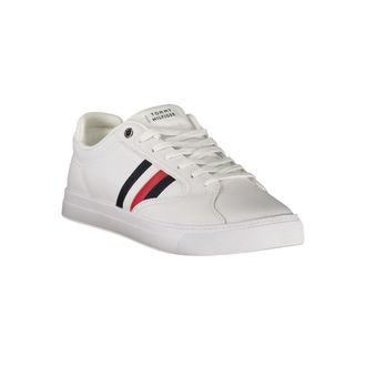 Tommy Hilfiger Logo-Striped Leather Sneaker - White
