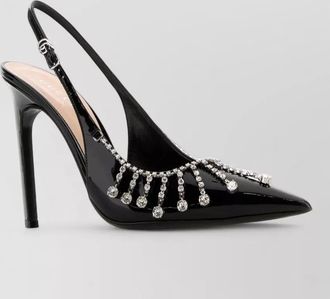 Gucci patent slingback pumps pointed toe embellished