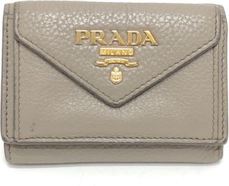 Prada Beige Leather Coin Purse/Coin Case (Pre-Owned)