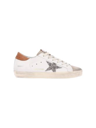 Golden Goose Round Toe Low-Top Sneakers with Glittery Star Detail