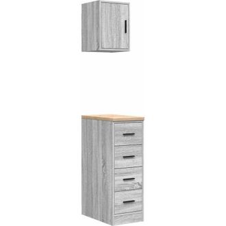 vidaXL Armarios 2 Uds Para Garaje Madera Ingenier&iacute;a Gris Sonoma Vidaxl