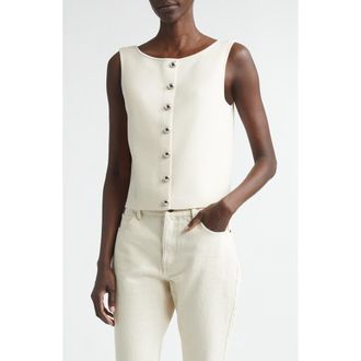 Lafayette 148 New York Button Front Sweater Vest in Ecru at Nordstrom, Size X-Small