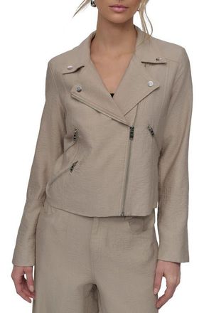 DKNY Crinkle Moto Jacket in Pebble at Nordstrom, Size X-Large