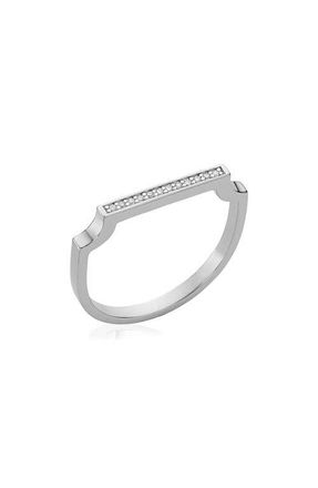 Monica Vinader Signature Thin Diamond Ring in Silver/Diamond at Nordstrom, Size 6.75