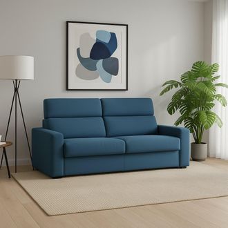 Dmora Sof&aacute; Fijo 3 Plazas Ozegna, Desenfundable, Lavable, Made In Italy, Con Reposabrazos, 220x95 Cm Azul