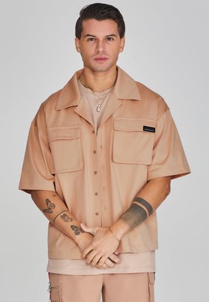 Siksilk Mens Brown Flight Utility Shirt XL