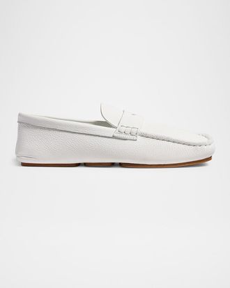 Khaite Billy Grained Leather Moc-Toe Penny Loafers