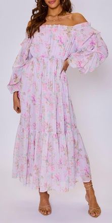 VICI Collection Meadow Floral Off the Shoulder Long Sleeve Maxi Dress in Lilac Pink at Nordstrom, Size X-Small