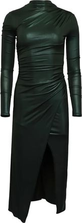 Sally Lapointe Abito midi con scollo drappeggiato - Verde