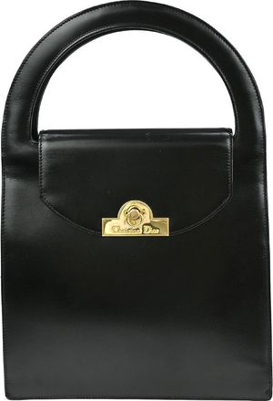 Dior Vintage Handbag Leather Black Leather Handbag (Pre-Owned)