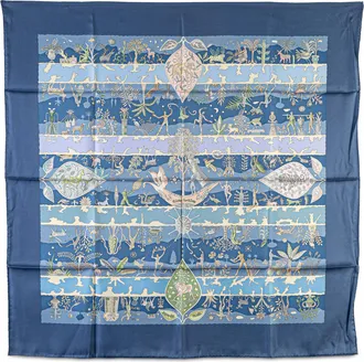 Herm&egrave;s Blue Rives Fertiles Silk Scarf