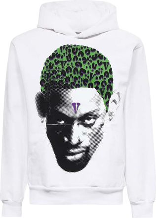 Vlone Felpa con stampa leopardata e cappuccio - Bianco