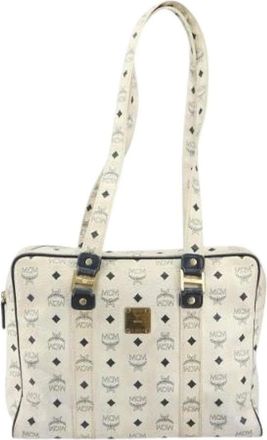 MCM Pre-owned Shoulder Bags, female, White, Size: ONE SIZE Pre-owned Leather Shoulder Bag