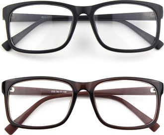 CGID CN12 Fake Glasses Women Men Casual Fashion Square Clear Lens Glasses 100% UV400 Protection,2 Pack