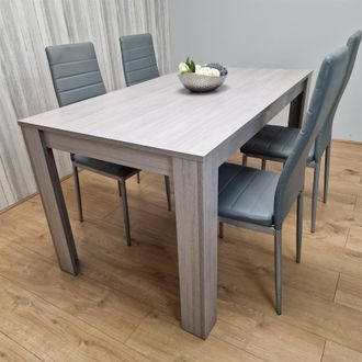 Kosy Koala Modern Grey Rectangle Dining Table Set With 4 Grey Chairs Dining Room Furniture Set in Brown