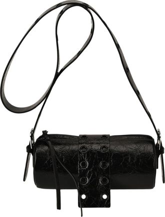 Generic Cymwer Women PU Leather Shoulder Bag Vintage Cylinder Bag Handbag for Daily Use (Black)