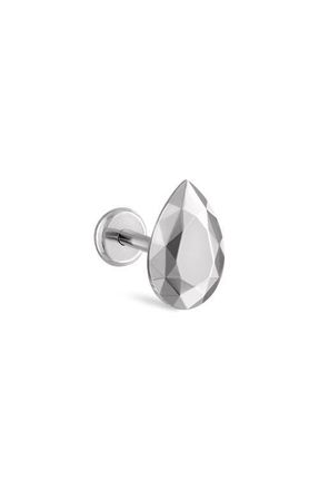 Maria Tash Faceted Pear Single Threaded Stud Earring in White Gold at Nordstrom, Size 7.5 Mm