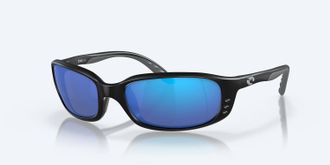 Costa Unisex Brine Ii Rectangular Sunglasses In Black Frame / Blue Mirror