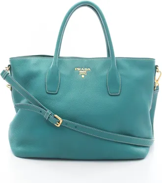 Prada Green Leather Handbag Tote Bag (Pre-Owned)