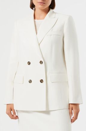 Marina Rinaldi Nebbia Double Breasted Linen Jacket in White at Nordstrom, Size 20 - W