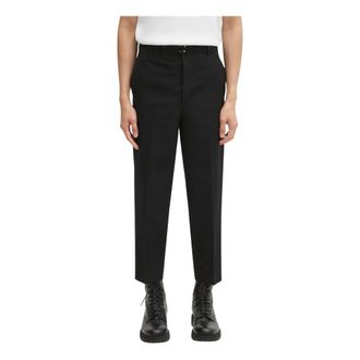 Visvim Broeken, Heren, Zwart, M, Wol, Broek met knoopsluiting