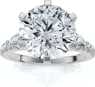 Pompeii3 Certified 4 1/2Ct Diamond Engagement Ring Pear Accent 14k Gold or Pt Lab Grown