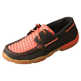 Twisted X Boots Womens Boat Shoe Driving Moccasin In Woven Coral