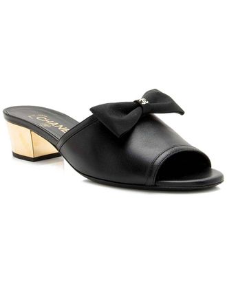 Chanel Womens Lambskin Cc Bow Mule (Authentic Pre-Loved)