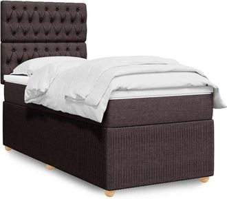 vidaXL Cama Box Spring Con Colch&oacute;n Tela Marr&oacute;n Oscuro 80x200 Cm Vidaxl