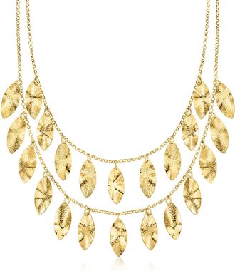 Ross-Simons Italian 18kt Gold Over Sterling Leaf Bib Necklace