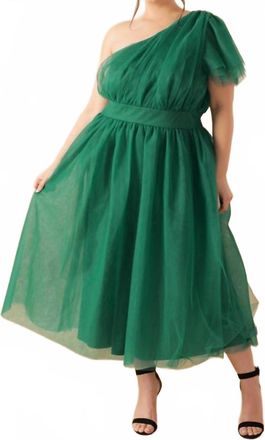 Flying Tomato Lively Charm Tulle Midi Dress - Plus In Emerald