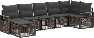 vidaXL Conjunto De Sof&aacute;s De Jard&iacute;n 7 Uds. Gris Rat&aacute;n Sint&eacute;tico Vidaxl