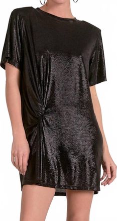 Elan Short Sleeve Mini Knotted Dress In Black