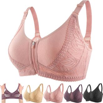 Generic Senorita Zip Up Bra, Uplacy - Zip-Up Powerful Support Comfy Bra, Front Zipper Sports Bras for Women Compression (Pink,4XL)