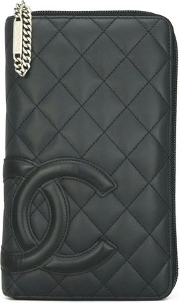 Chanel Black Lambskin Cambon Long Zip Wallet